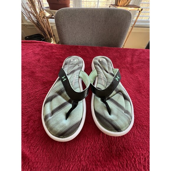 Under Armour 4D Foam  Flip Flop Sandals Women's US Size 8 Green And Black - Picture 3 of 6